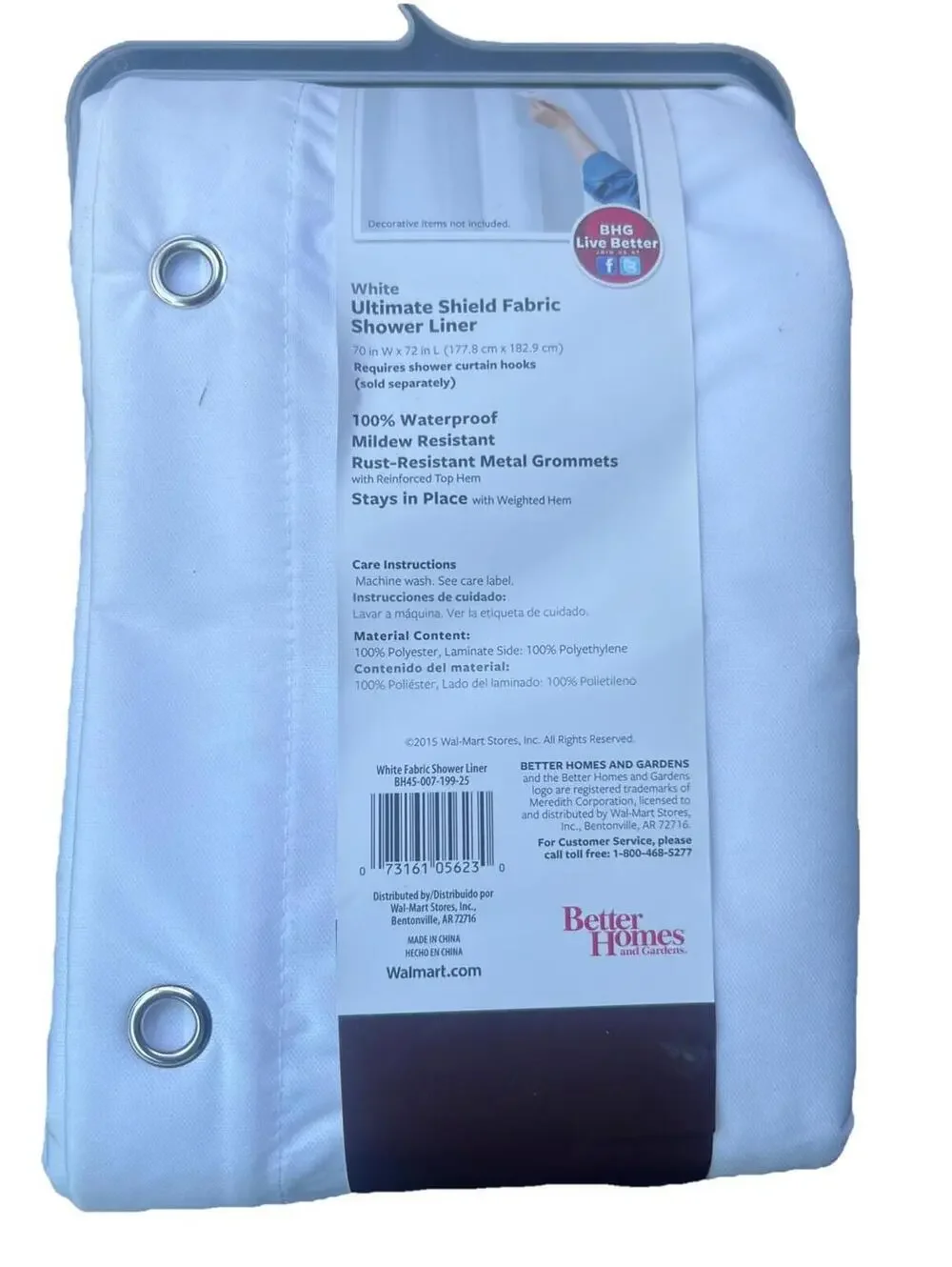Better Homes & Gardens - Waterproof Ultimate Shield Fabric Shower Liner - White